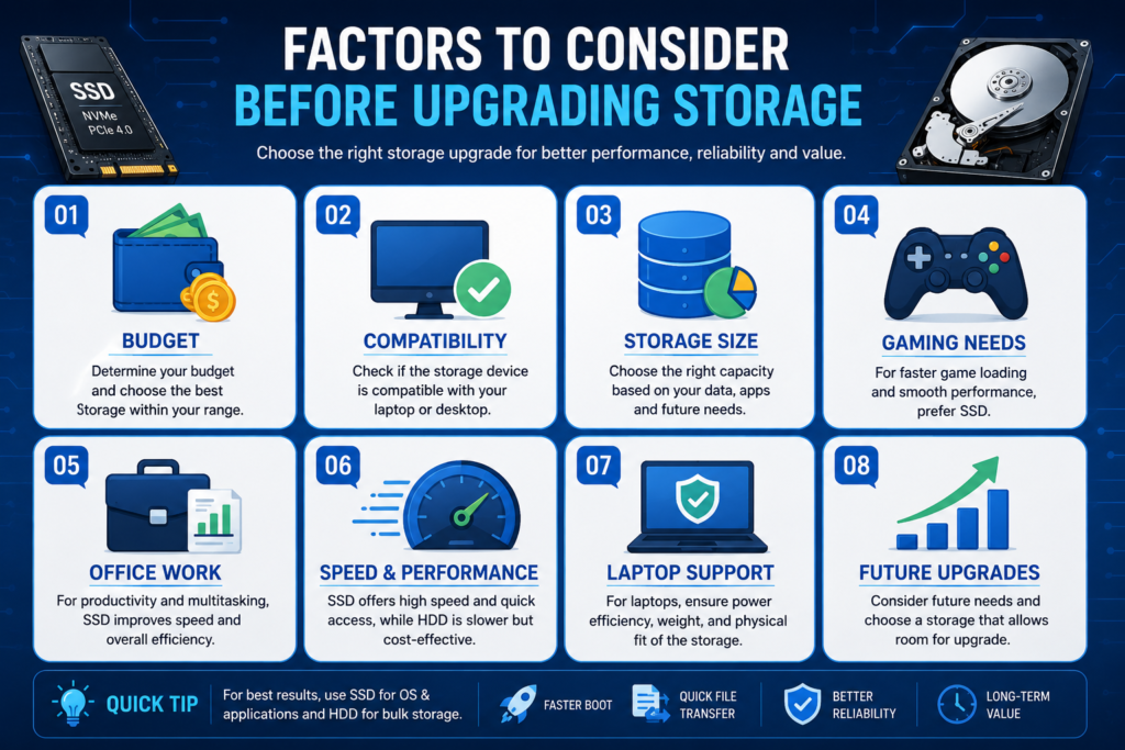 Factors to consider before upgrading storage